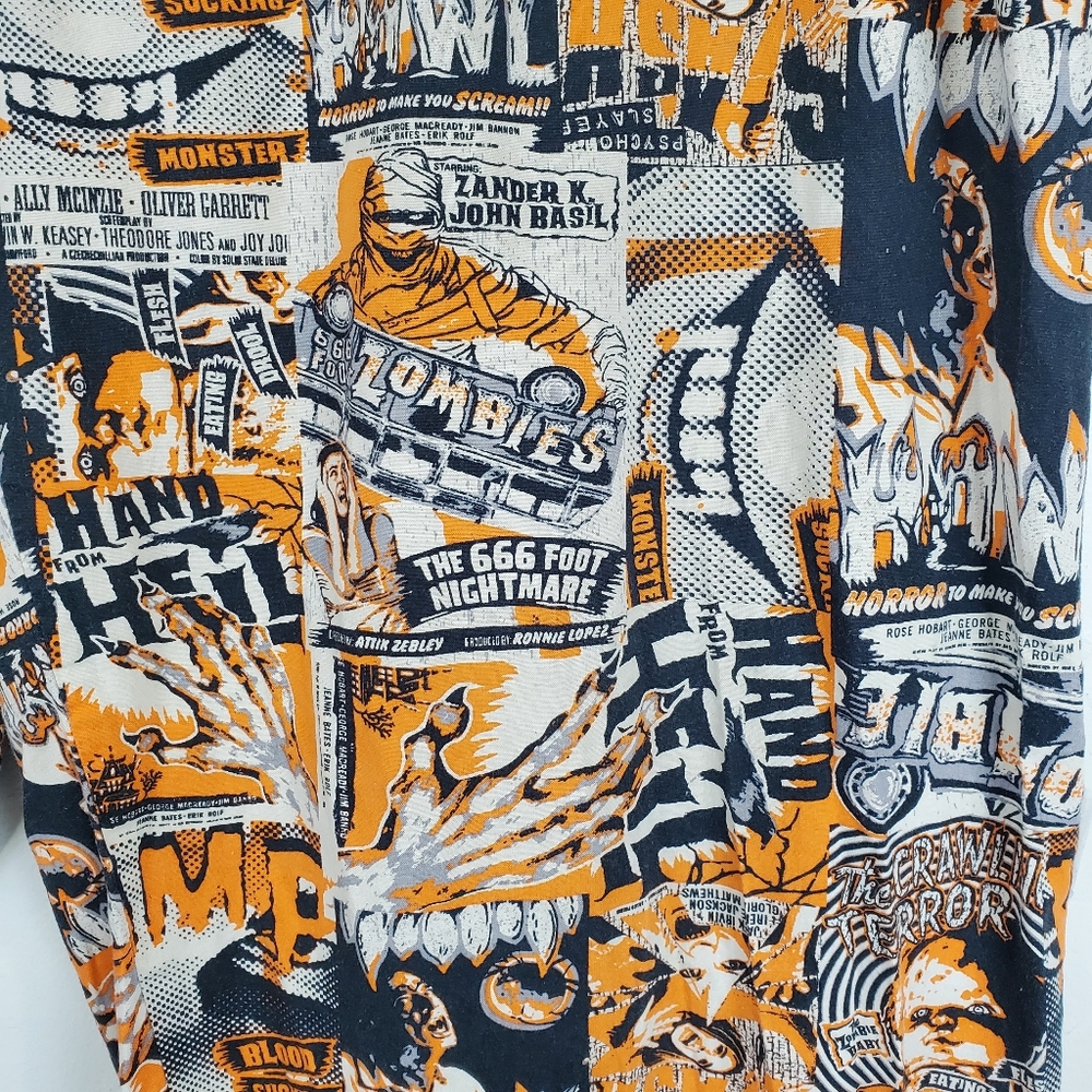 Vintage Zombie Horror Movie Night Pajamas PJ Bottoms Pants Medium Unisex Cotton - Picture 3 of 9